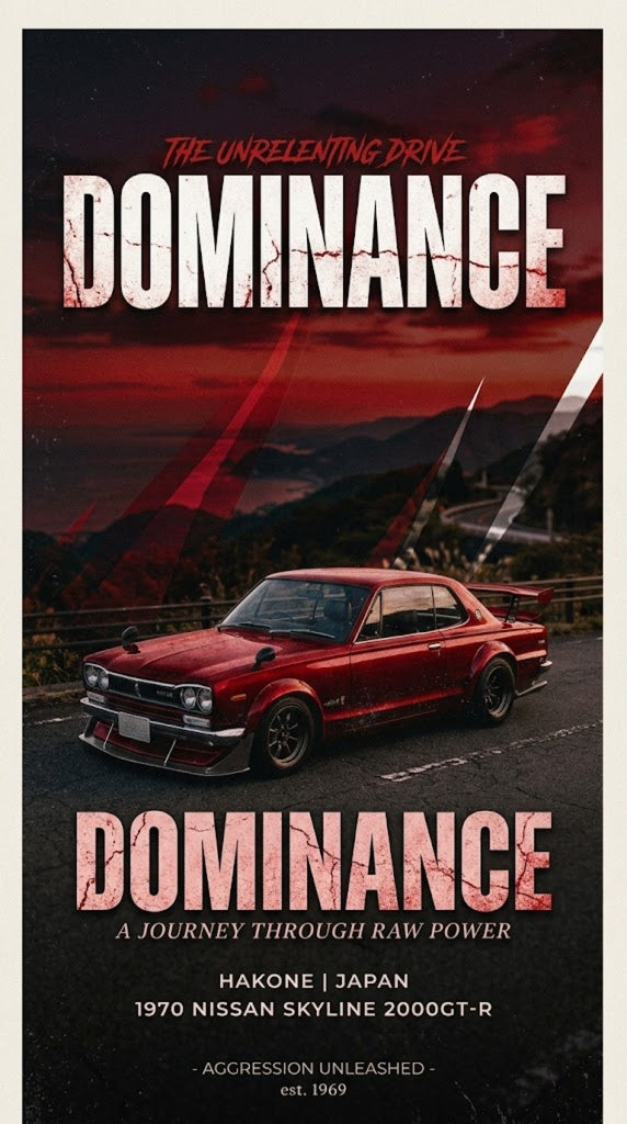 DOMINANCE" – 1970 Nissan Skyline GT-R Aggressive JDM Poster